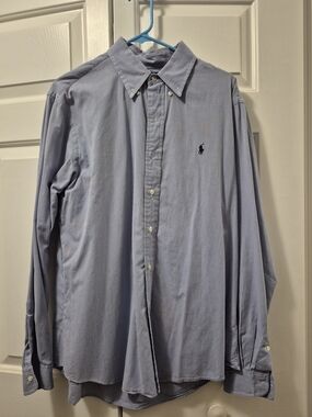Ralph Lauren Men’s Blue Pinstripe Button-Down Shirt LG